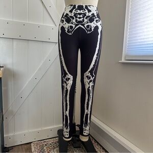 Black and White Skeleton Print Women's Leggings